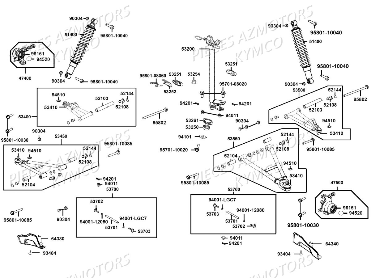 Suspensions Avant Colonne De Direction KYMCO Pièces MXU 700I EX IRS 4T EURO2 (LAADBE)