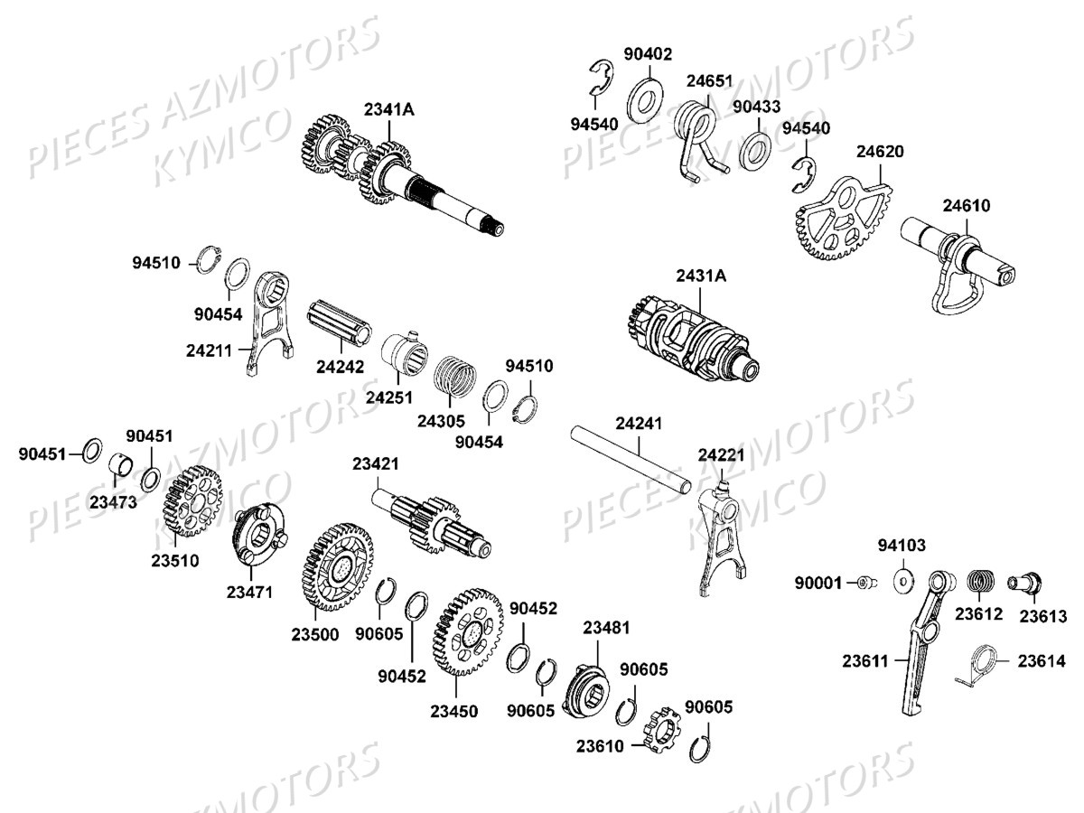 TRANSMISSION_PRIMAIRE KYMCO Pièces Quad Kymco MXU 700 EX IRS 4X4 INJECTION 4T EURO II