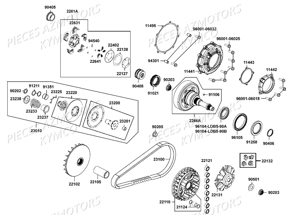 Variateur Embrayage KYMCO Pièces MXU 700I EX IRS 4T EURO2 (LAADBE)