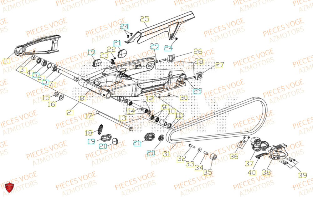 Bras Oscillant VOGE Pièces VOGE 800 DS RALLY EURO5+