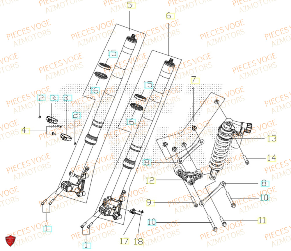 Fourche VOGE Pièces VOGE 800 DS RALLY EURO5+