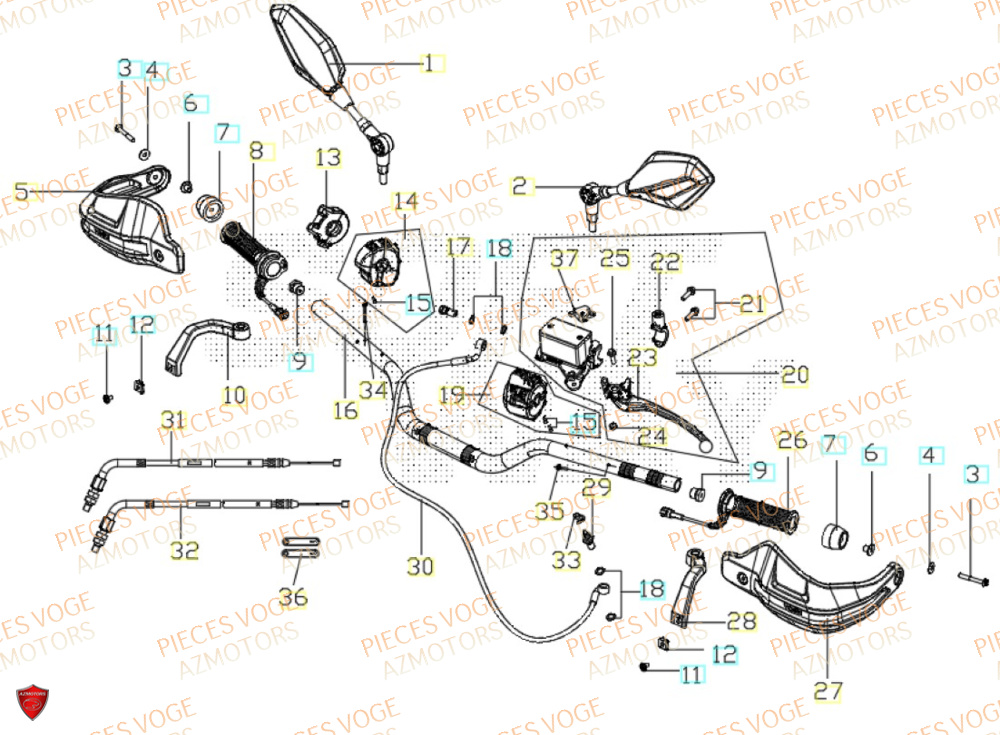 Guidon VOGE Pièces VOGE 800 DS RALLY EURO5+
