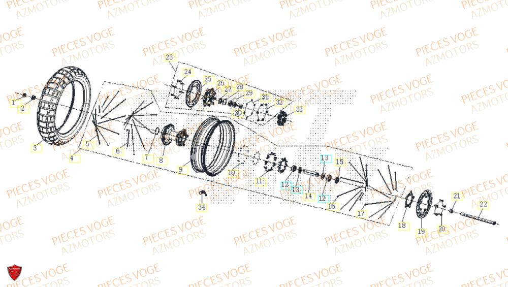 Roue Arriere VOGE Pièces VOGE 800 DS RALLY EURO5+
