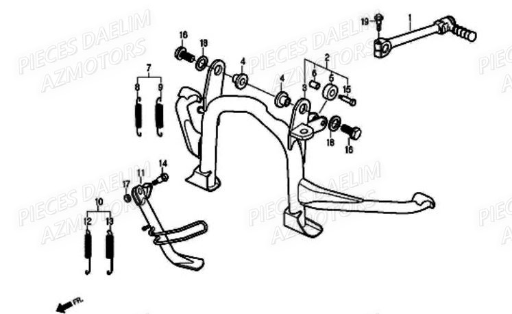 Bequille DAELIM Pièces Scooter DAELIM A-FOUR 50cc 2T 2005/2006
