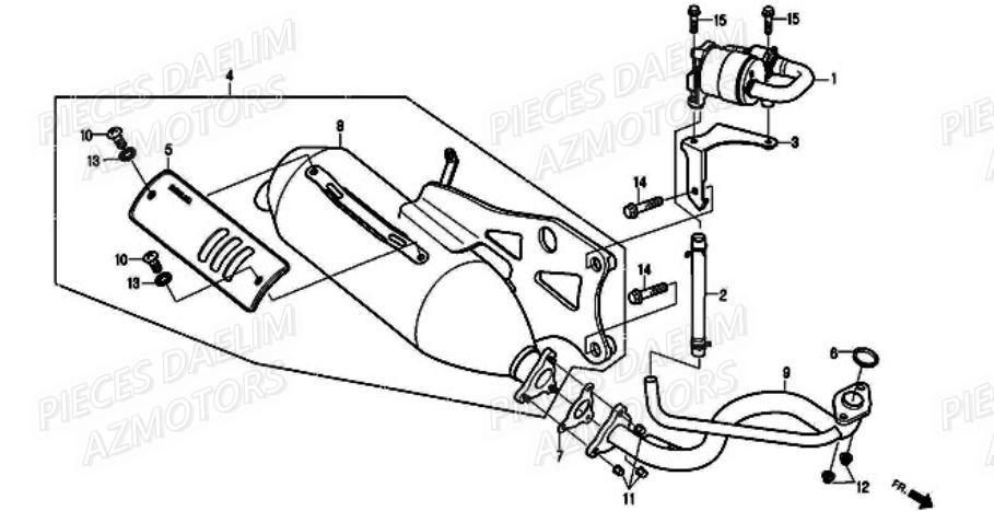 Echappement DAELIM Pièces Scooter DAELIM A-FOUR 50cc 2T 2005/2006
