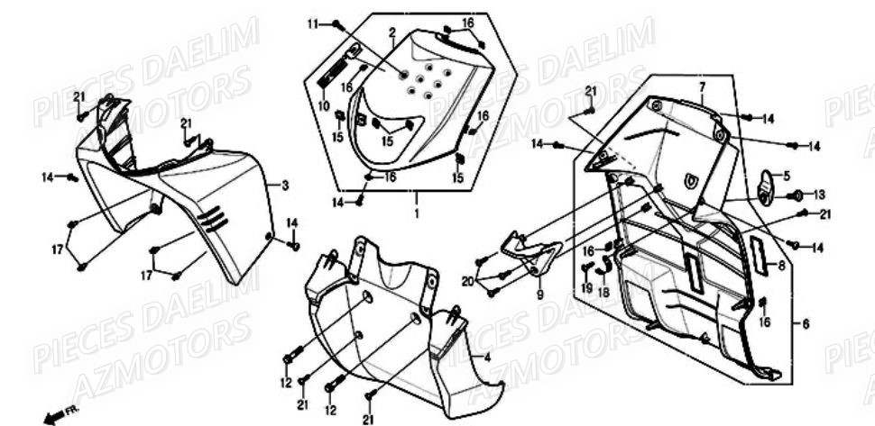 Face Avant DAELIM Pièces Scooter DAELIM A-FOUR 50cc 2T 2005/2006
