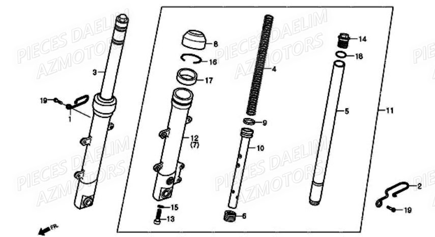 Fourche DAELIM Pièces Scooter DAELIM A-FOUR 50cc 2T 2005/2006
