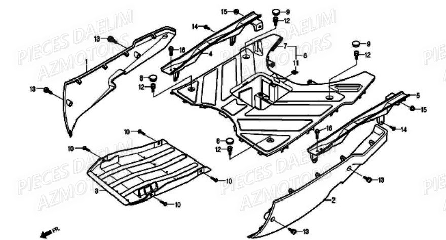 Plancher DAELIM Pièces Scooter DAELIM A-FOUR 50cc 2T 2005/2006

