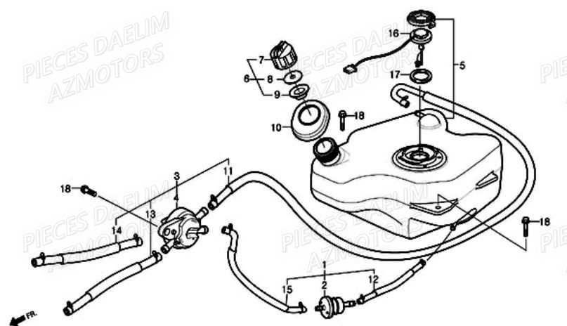 Reservoir DAELIM Pièces Scooter DAELIM A-FOUR 50cc 2T 2005/2006
