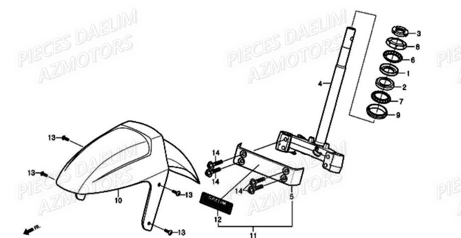 Te De Fourche DAELIM Pièces Scooter DAELIM A-FOUR 50cc 2T 2005/2006
