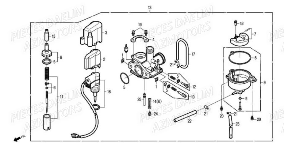Carburateur DAELIM Pièces Scooter DAELIM A-FOUR 50cc 2T 2007
