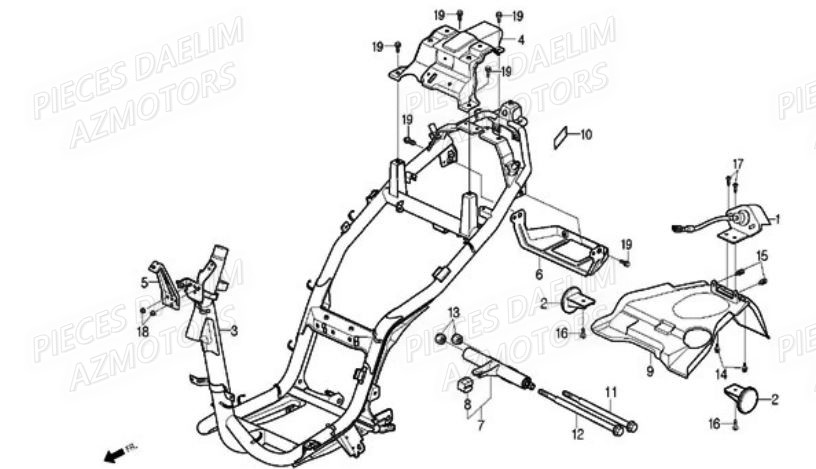 Chassis DAELIM Pièces Scooter DAELIM A-FOUR 50cc 2T 2007
