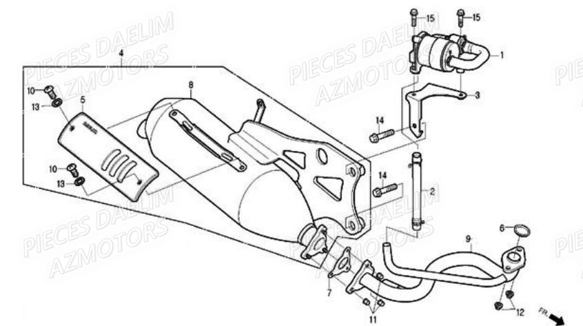 Echappement DAELIM Pièces Scooter DAELIM A-FOUR 50cc 2T 2007
