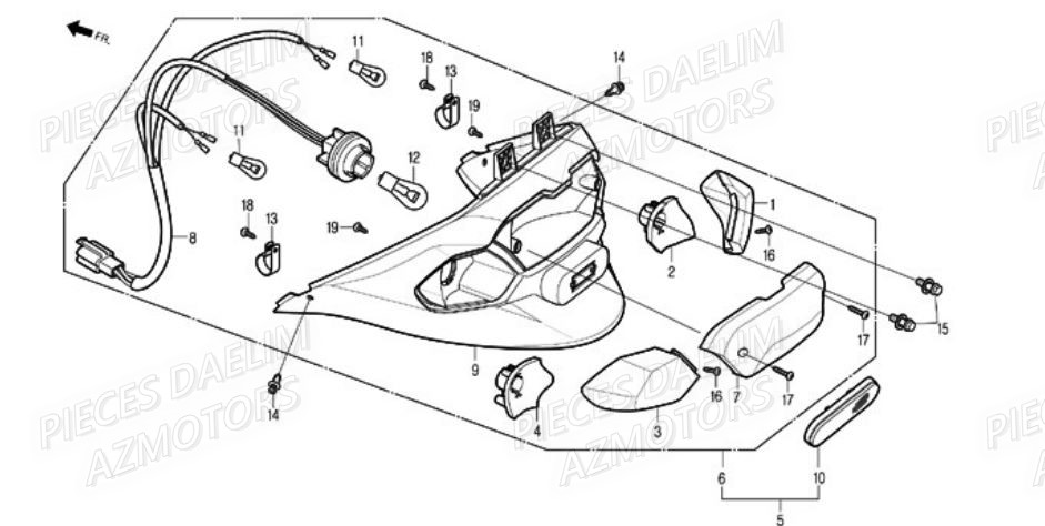 Feux Arriere DAELIM Pièces Scooter DAELIM A-FOUR 50cc 2T 2007
