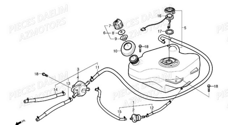 Reservoir DAELIM Pièces Scooter DAELIM A-FOUR 50cc 2T 2007

