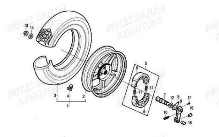 Roue Arriere DAELIM Pièces Scooter DAELIM A-FOUR 50cc 2T 2007
