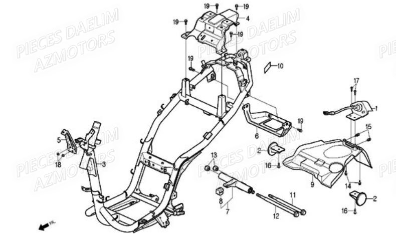 Chassis DAELIM Pièces Scooter DAELIM A-FOUR 50cc 2T 2008
