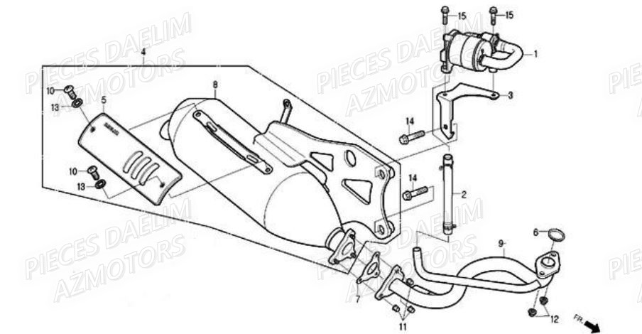 Echappement DAELIM Pièces Scooter DAELIM A-FOUR 50cc 2T 2008
