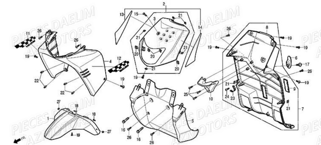Face Avant DAELIM Pièces Scooter DAELIM A-FOUR 50cc 2T 2008
