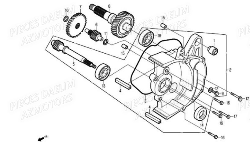 Transmission DAELIM Pièces Scooter DAELIM A-FOUR 50cc 2T 2008

