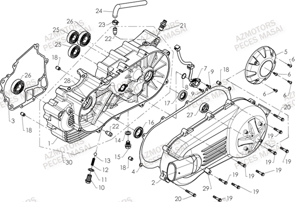 Carter Bas Moteur Gauche AZMOTORS Pièces Quad A333 - A333 ULTIMATE