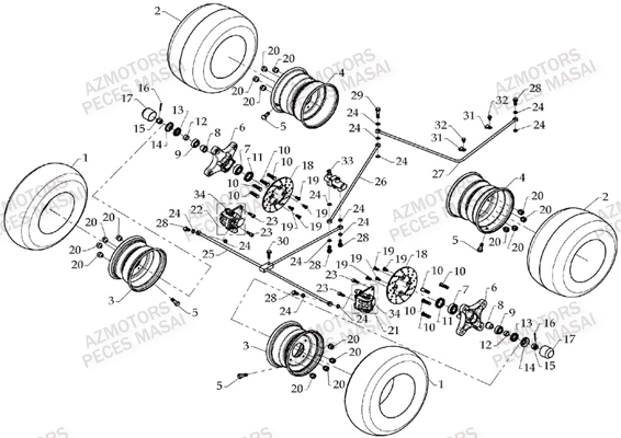 Ensemble Roues AZMOTORS Pièces Quad A333 - A333 ULTIMATE