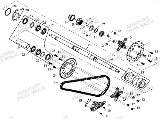 Axe Arriere AZMOTORS Pieces Quad A450 / A450 ULTIMATE