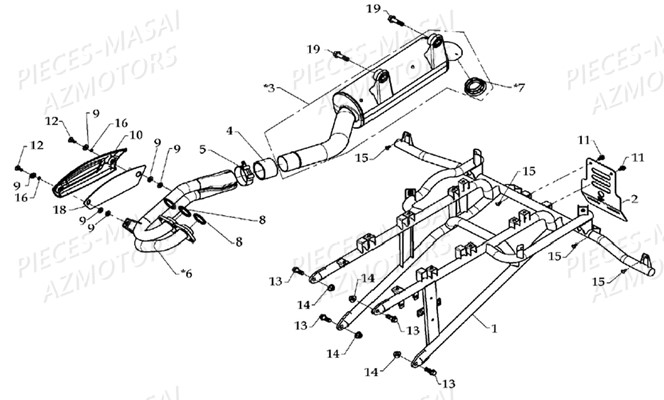 BOUCLE ARRIERE ECHAPPEMENT AZMOTORS A450 MASAI A450 ULTIMATE