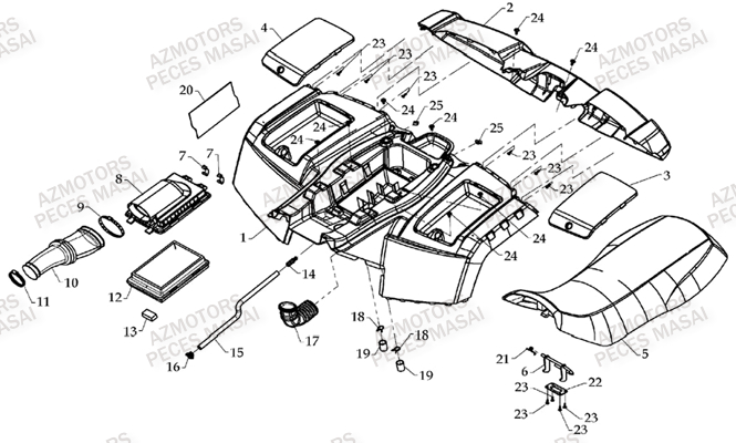 Carrosserie Arriere MASAI Pieces Quad A450 / A450 ULTIMATE