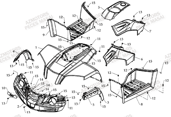 Carrosserie Avant AZMOTORS Pieces Quad A450 