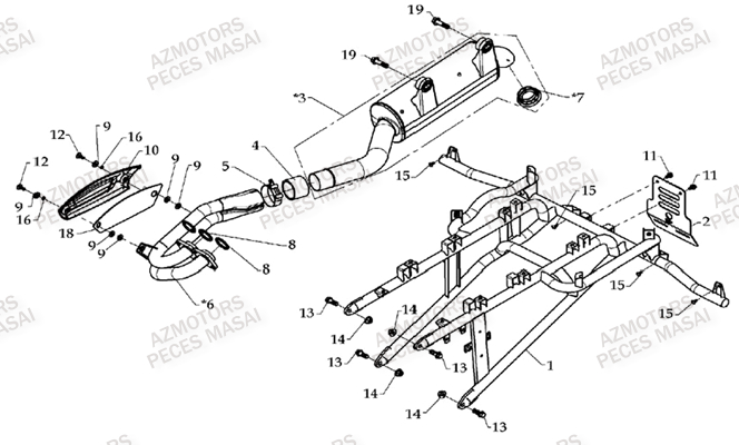 Echappement AZMOTORS Pieces Quad A450 