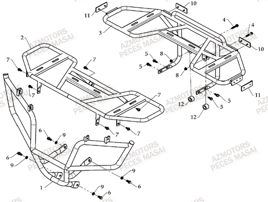 Porte Bagages AZMOTORS Pieces Quad A450 