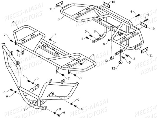 PORTE BAGAGES PARE CHOCS AZMOTORS A450 MASAI A450 ULTIMATE