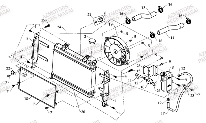 Refroidissement AZMOTORS Pieces Quad A450 / A450 ULTIMATE