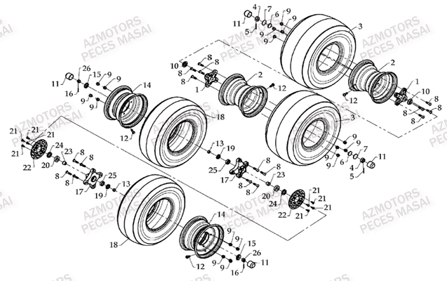 Roues AZMOTORS Pieces Quad A450 