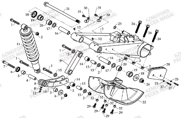 Suspension Arriere MASAI Pieces Quad A450 / A450 ULTIMATE