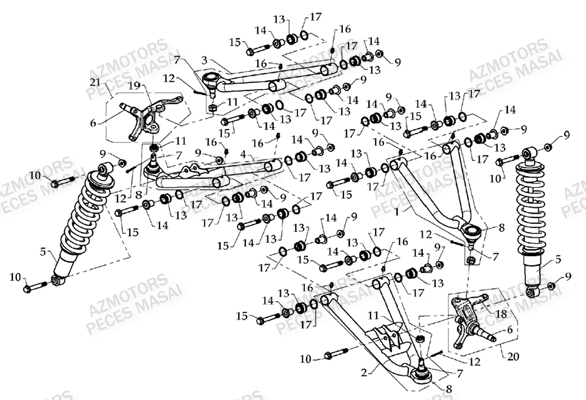 Suspension Avant AZMOTORS Pieces Quad A450 / A450 ULTIMATE