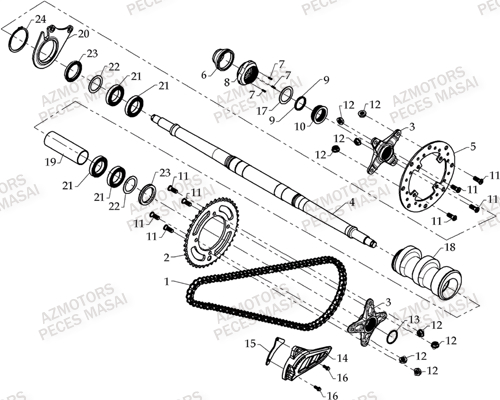 Axe Arriere MASAI Pièces Quad A460