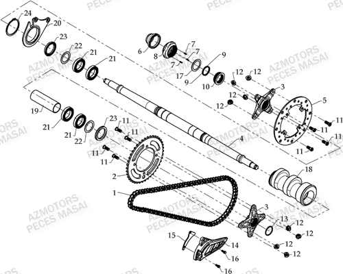 Axe Arriere AZMOTORS Pièces Quad A460