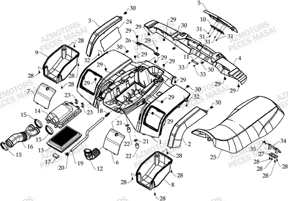 Carrosserie Arriere MASAI Pièces Quad A460