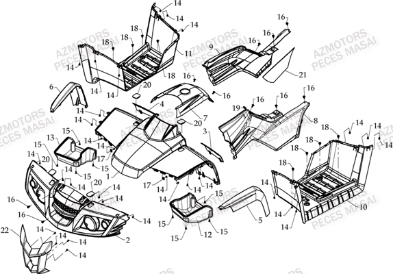 Carrosserie Avant MASAI Pièces Quad A460
