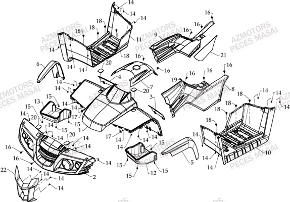 Carrosserie Avant AZMOTORS Pièces Quad A460