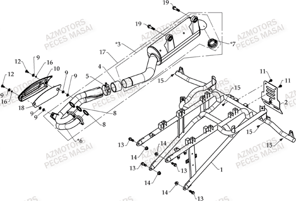 Echappement AZMOTORS Pièces Quad A460