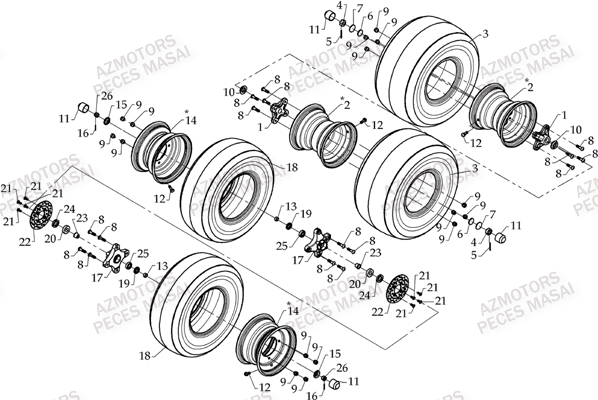 Roues AZMOTORS Pièces Quad A460