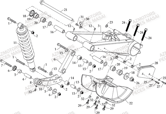 Suspension Arriere AZMOTORS Pièces Quad A460