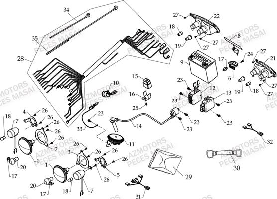 Systeme Electrique AZMOTORS Pièces Quad A460