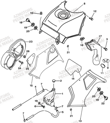 Carrosserie Reservoir AZMOTORS Pièces Quad A500i