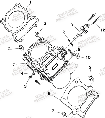 Cylindre AZMOTORS Pièces Quad A500i (Apres 2012)