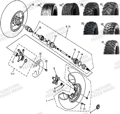 ESSIEU_AVANT MASAI Pièces Quad A500i 2013