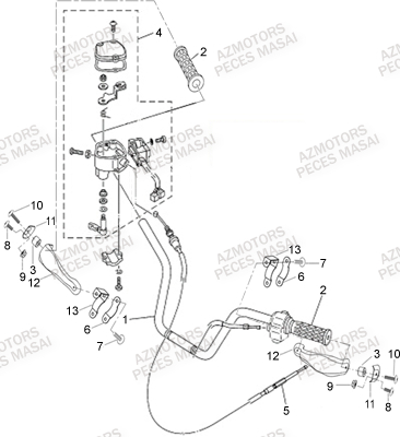 Guidon AZMOTORS Pièces Quad A500i (Apres 2012)